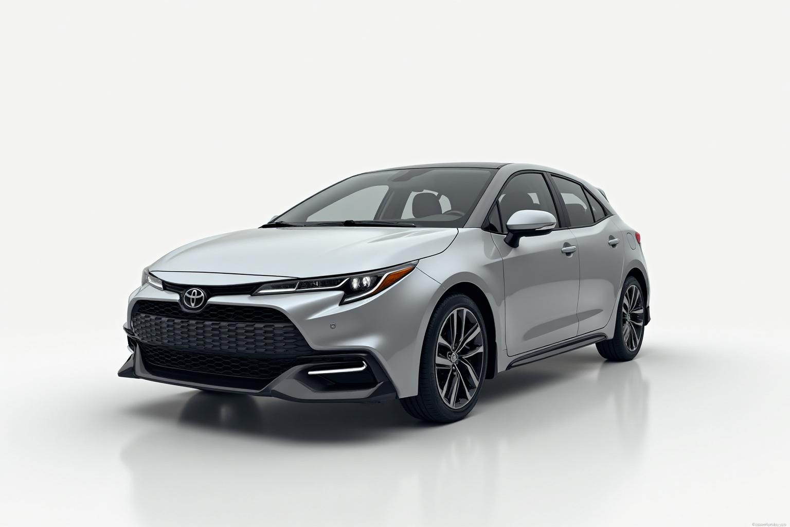 Uusi Toyota Corolla 2024 malli hopeanvärisessä metallisessa maalissa, moderni sedan-auto